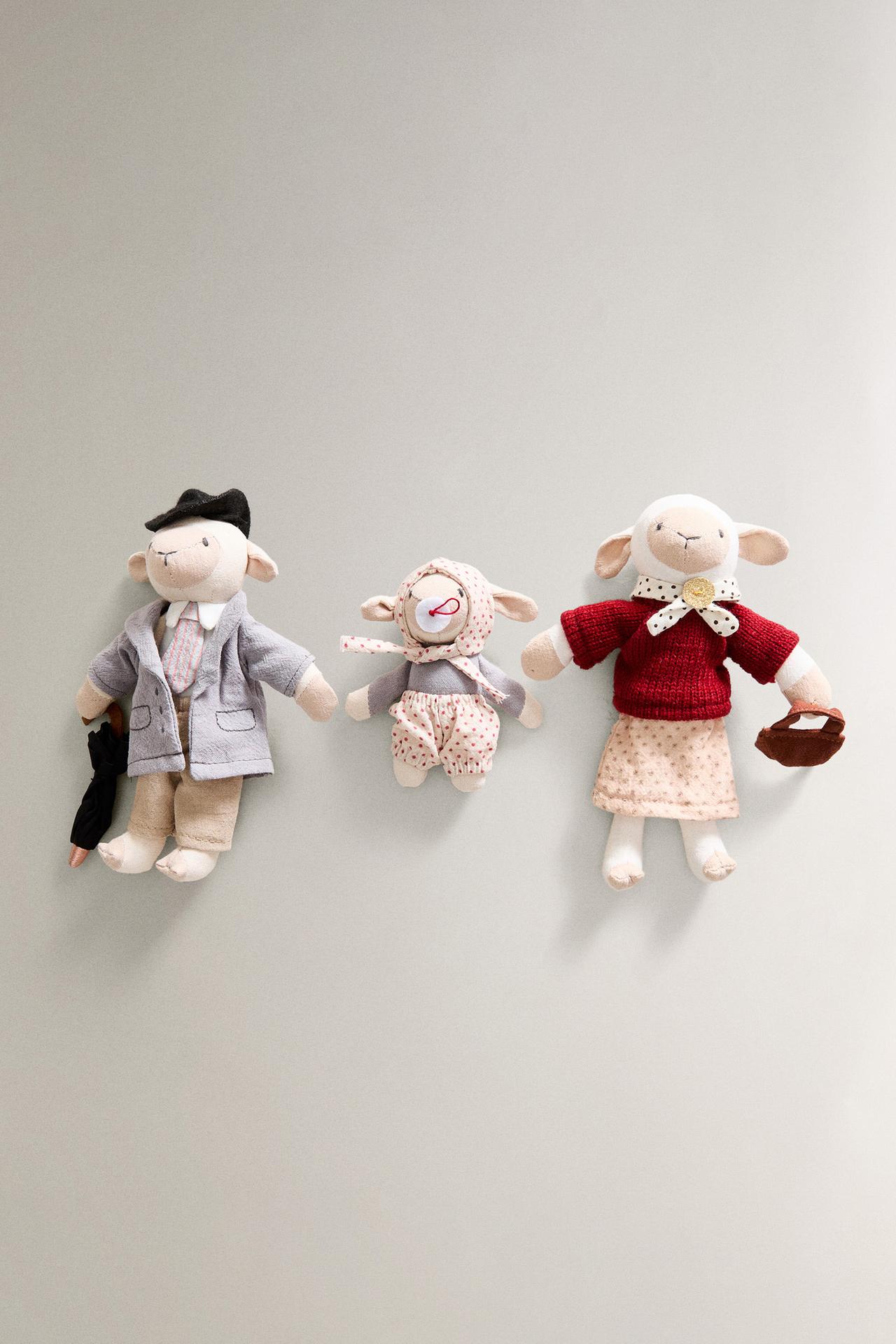 KIDS' SHEEP FAMILY PLUSH TOY SET (SET OF 3) — Multicolored