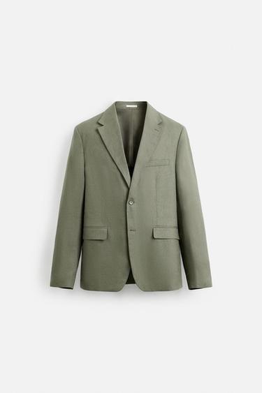 BLAZER COSTUME 100 % LIN - Vert clair de Zara
