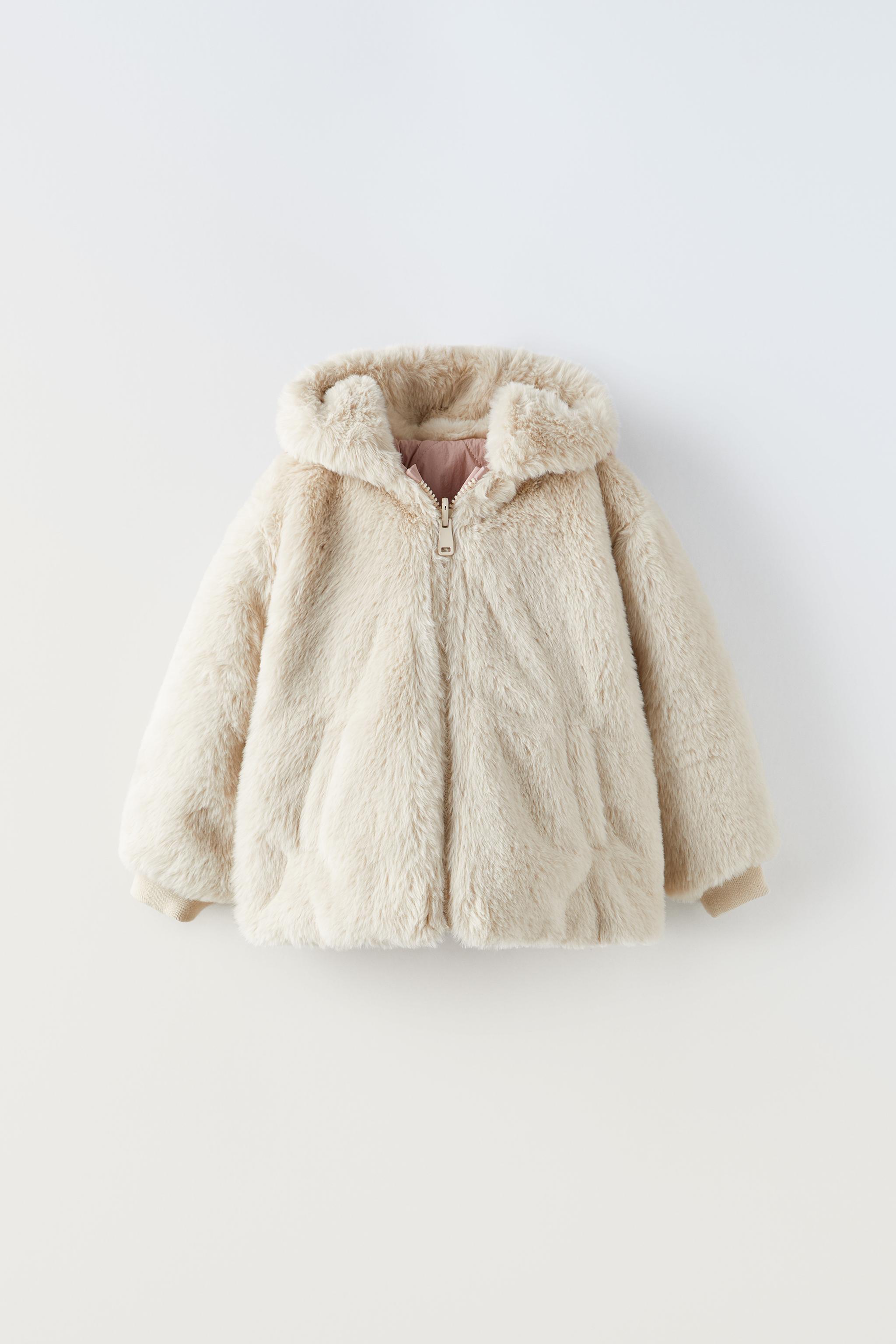 REVERSIBLE FAUX FUR JACKET - Ecru