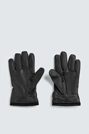 ADJUSTABLE LEATHER GLOVES - Black by Zara - Image 1