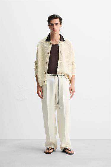 CONTRAST COLLAR CARDIGAN - Ecru by Zara - Image 0