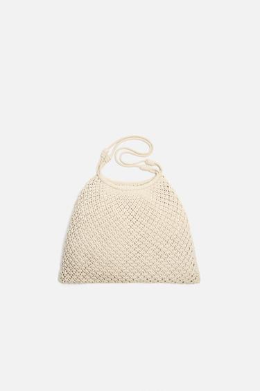 Zara 繩結編織托特包 - 米白色