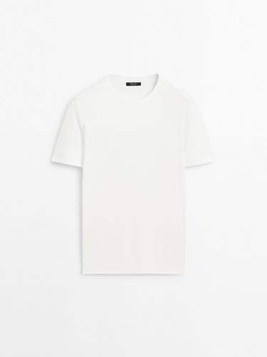 Zara 100% mercerised cotton T-shirt - Ecru