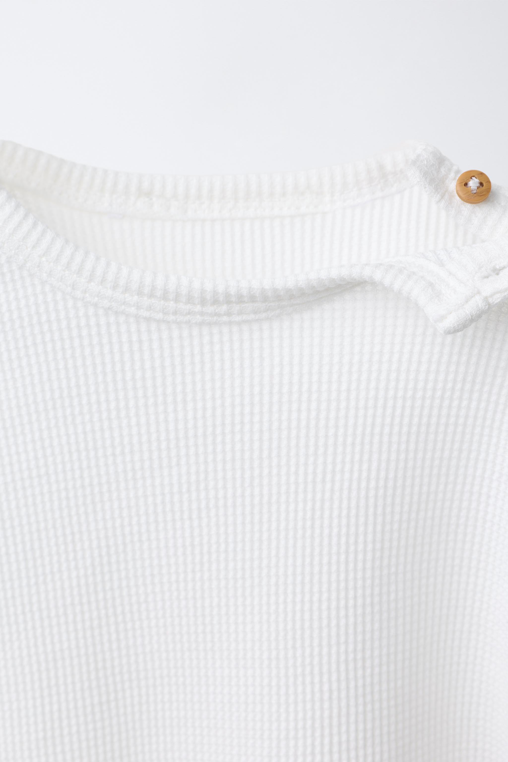 Детские шорты Zara PLAIN WAFFLE T-SHIRT AND BERMUDA SET — фото 3