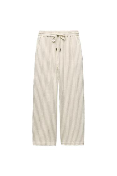 STRIPED LINEN BLEND PANTS