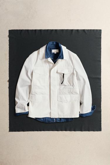 Zara REGULAR FIT POCKET JACKET - Oyster-white