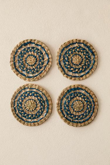 PACK OF SEAGRASS COASTERS (PACK OF 4) - Blue by Zara