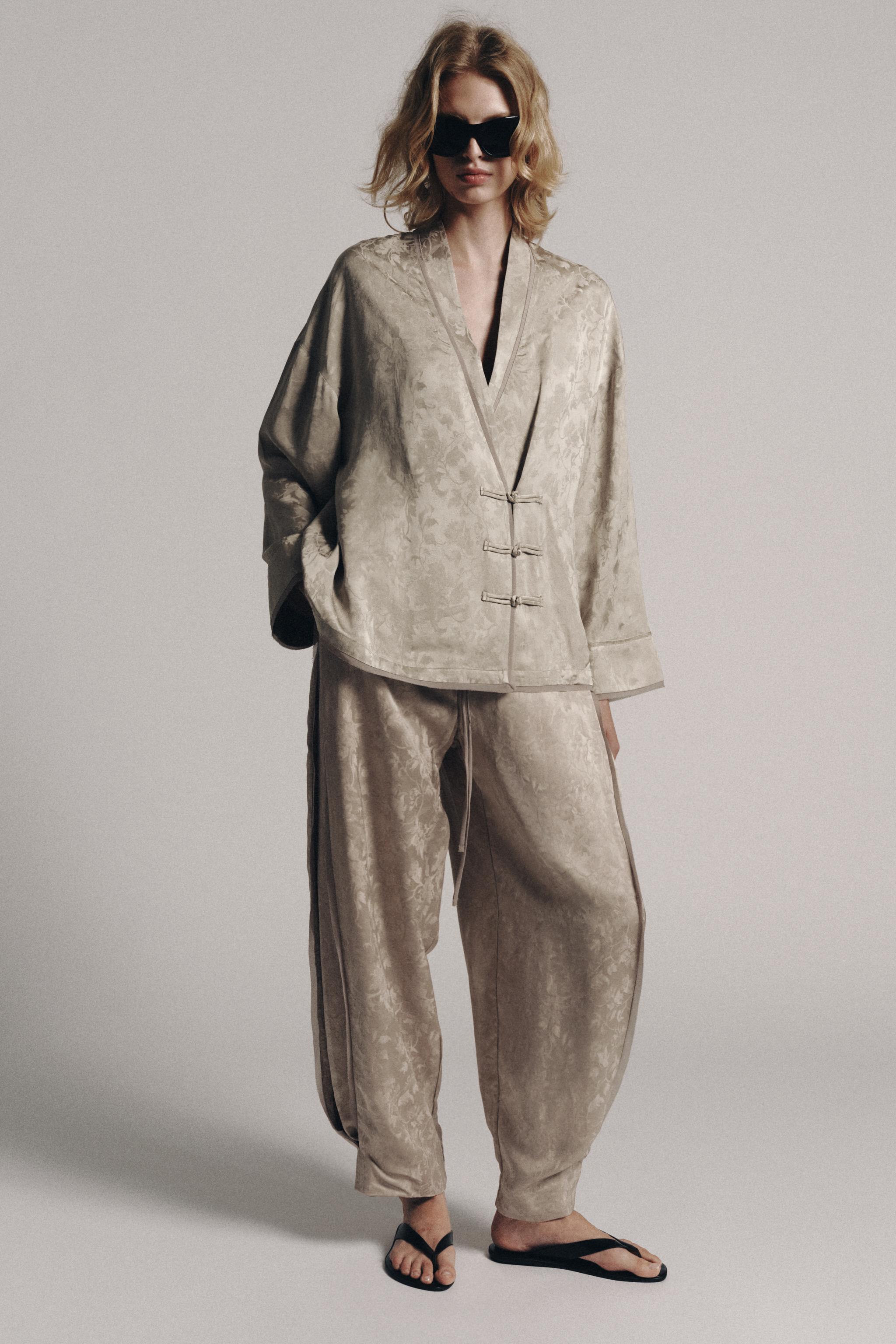 ZW COLLECTION ジャカードパンツ - ストーン | ZARA Japan / 日本
