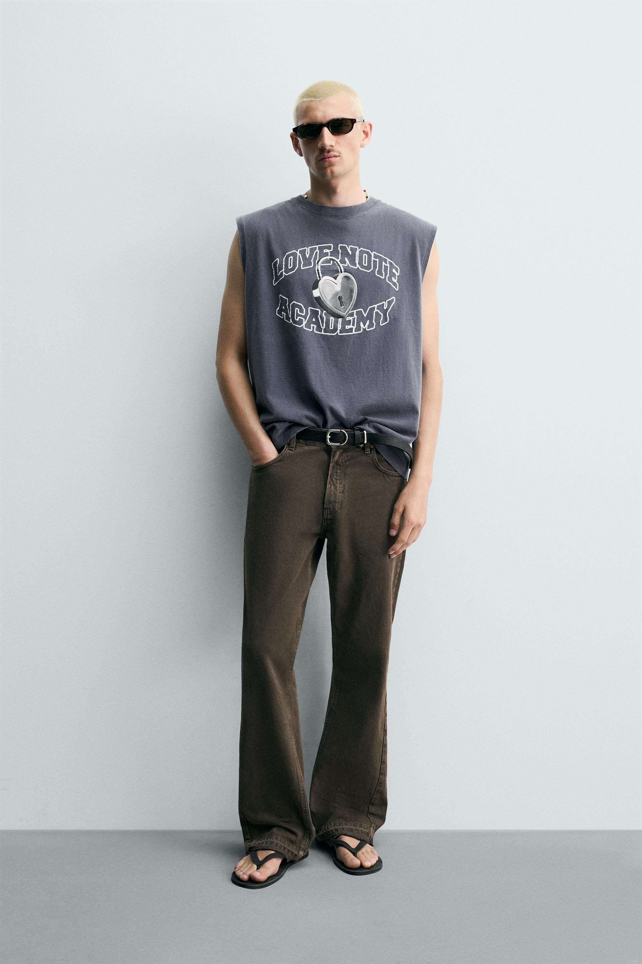WASHED TANK TOP WITH PADLOCK PRINT