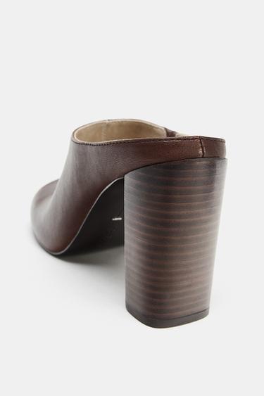 MULES EN CUIR À TALONS ÉDITION LIMITÉE - Marron de Zara - Image 5