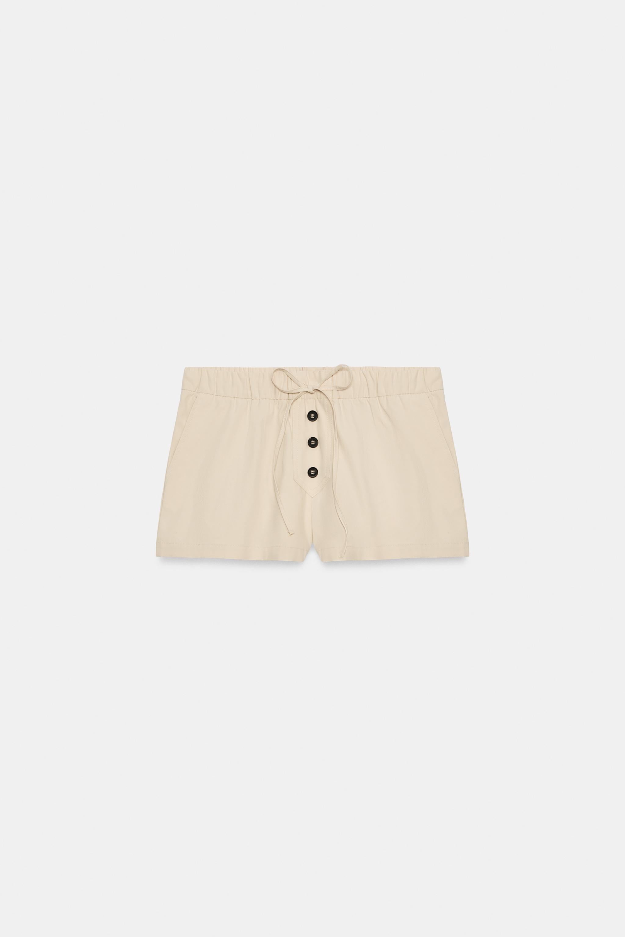 Женские шорты Zara ELASTIC WAIST SHORTS WITH BUTTONS — фото 5
