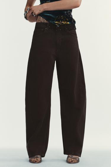 JEAN TRF BAGGY BARREL TAILLE NORMALE - Marron de Zara - Image 3