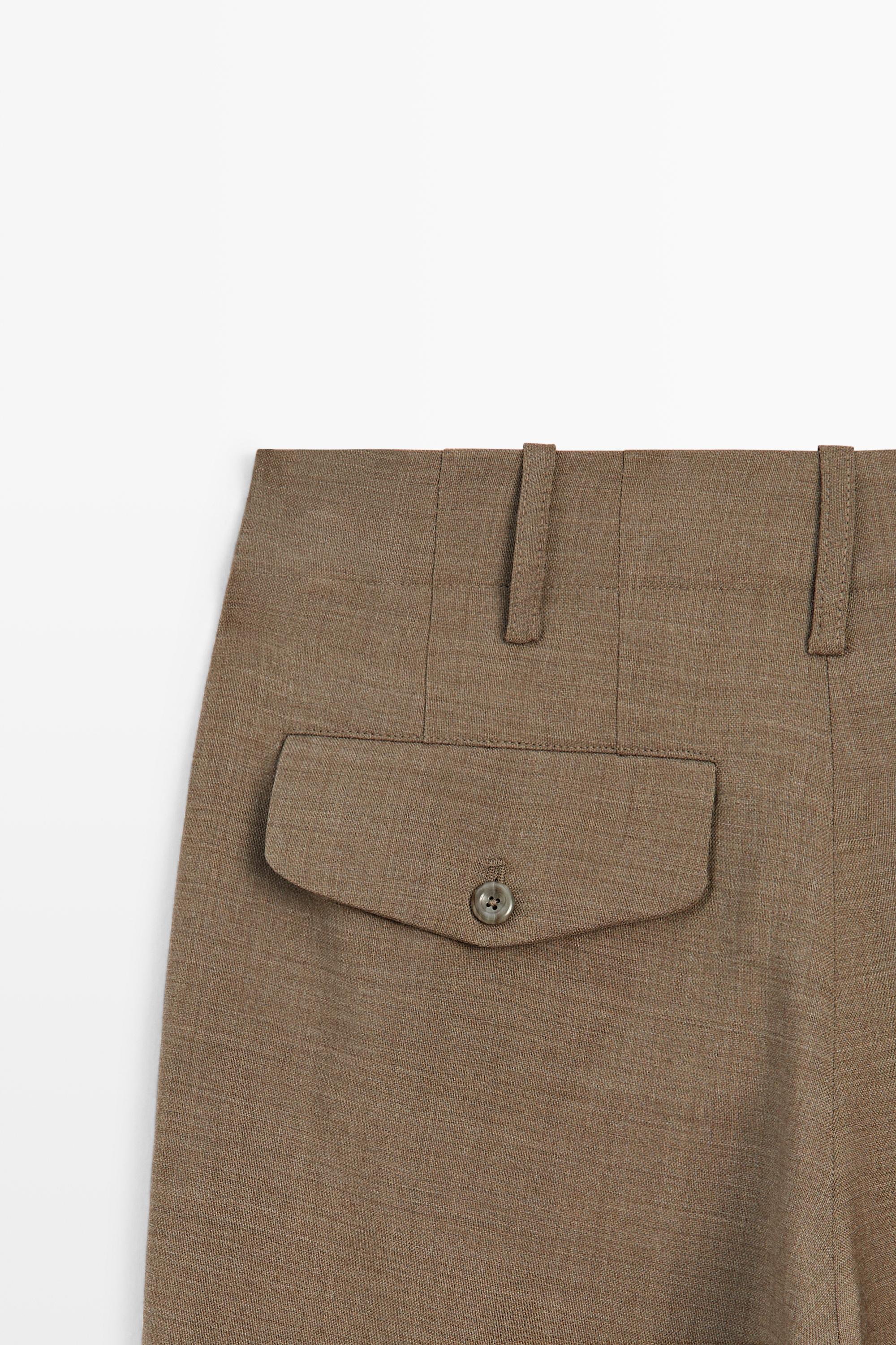 100% Wool Melange Suit Pants