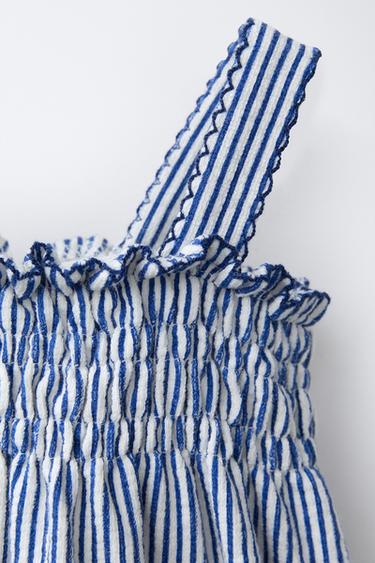 SALOPETTE LONGUE NID D'ABEILLE RAYURES - Bleu roi de Zara - Image 2