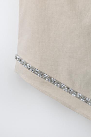 TOP ASYMÉTRIQUE BIJOU - Sable de Zara - Image 3