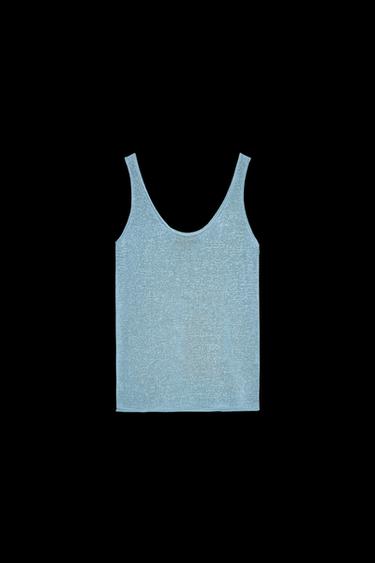LINEN BLEND KNIT TOP - Light blue by Zara - Image 0