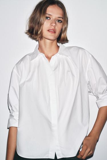 CHEMISE PLIS MANCHES BOUFFANTES ZW COLLECTION - Blanc de Zara - Image 1