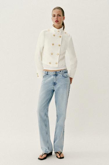 GOLD BUTTON DOUBLE-BREASTED JACKET - Ecru by Zara