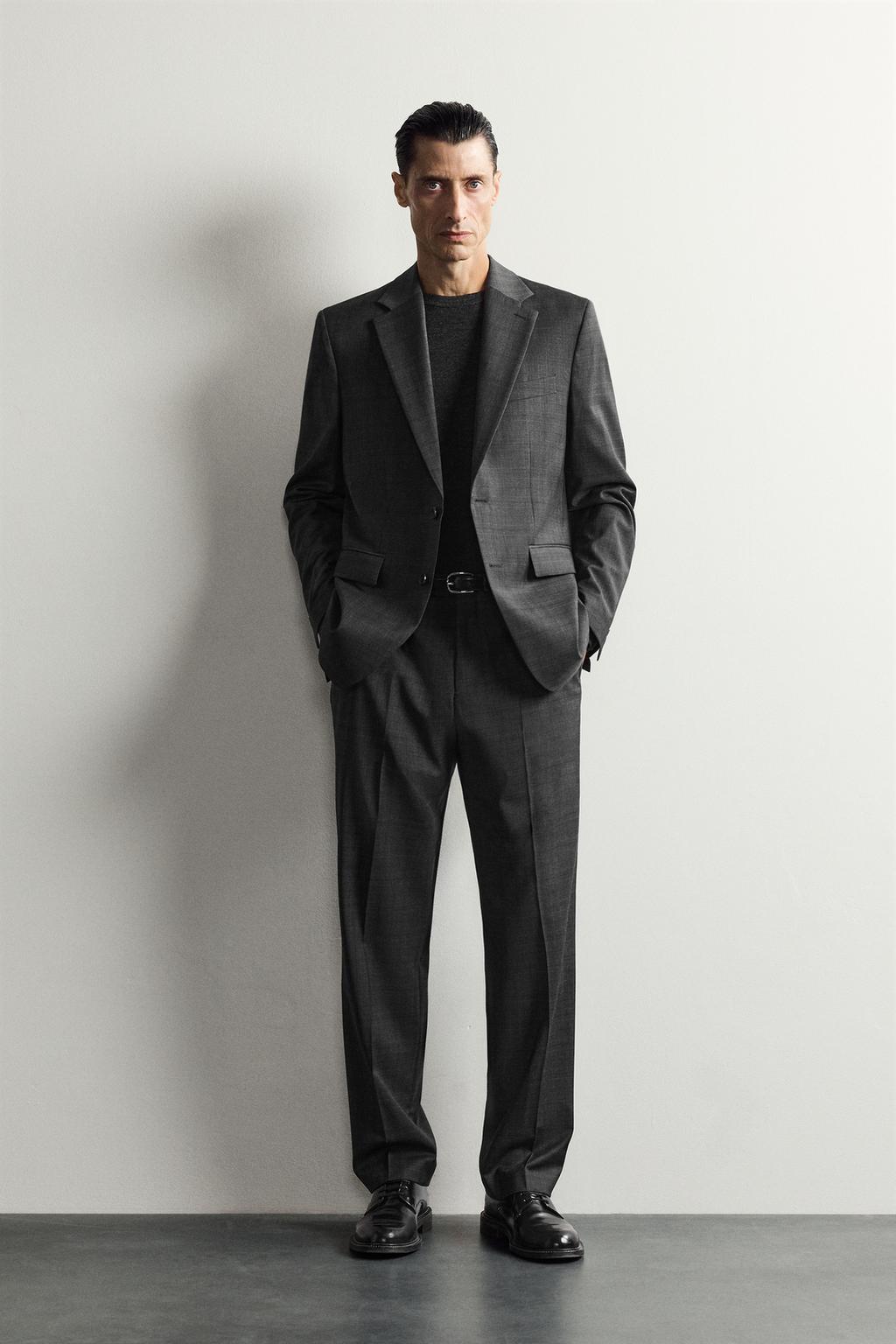 100% WOOL CHECK SUIT TROUSERS