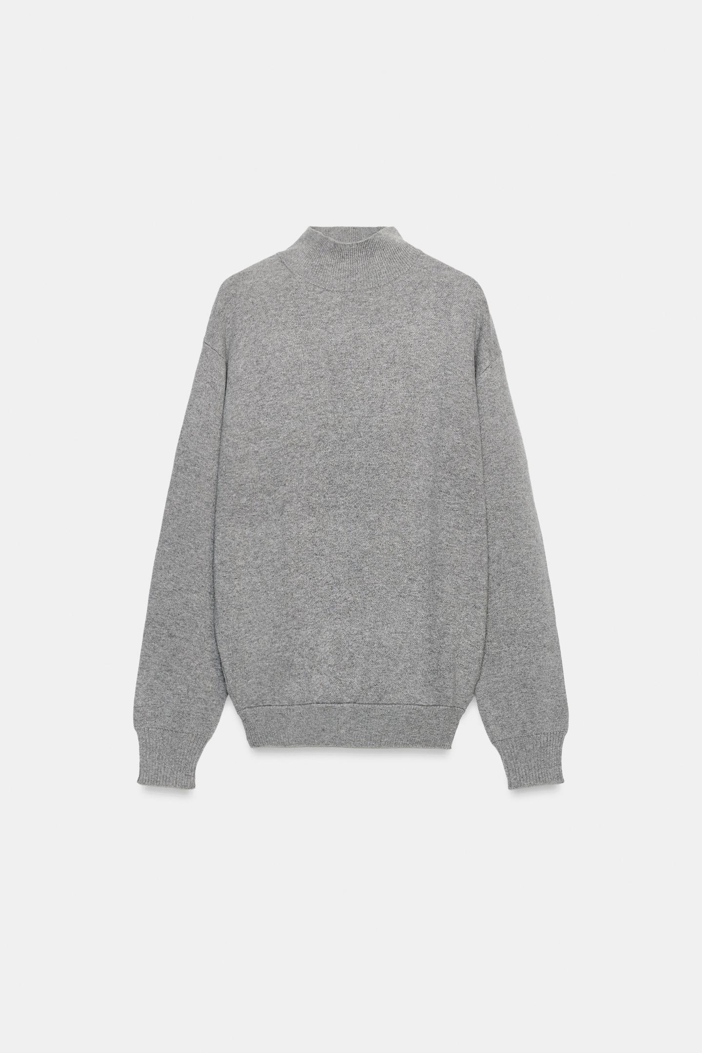 Женский свитер Zara Pleat Detail Knit, цвет: Серый — фото 7