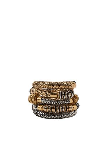 Zara 5-PACK MIXED ELASTIC BRACELETS - Gold / Silver