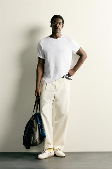 LIGHTWEIGHT REGULAR FIT T-SHIRT - Ecru by Zara