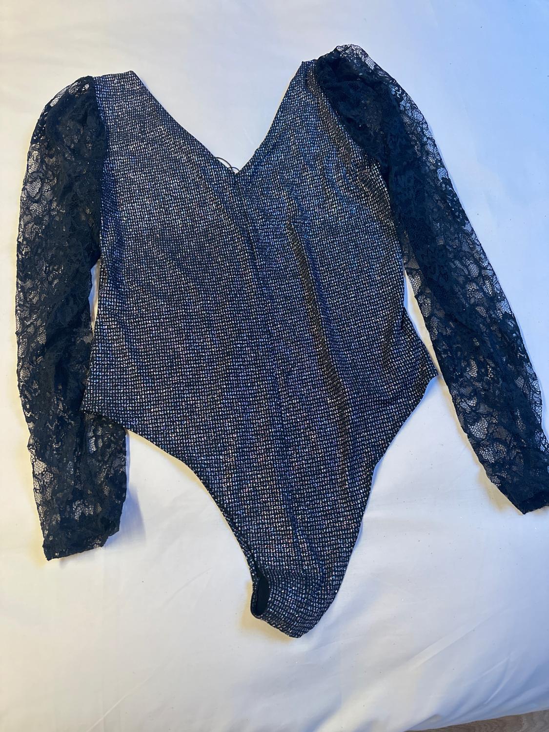 LACE-TRIMMED RHINESTONE BODYSUIT - Image 2