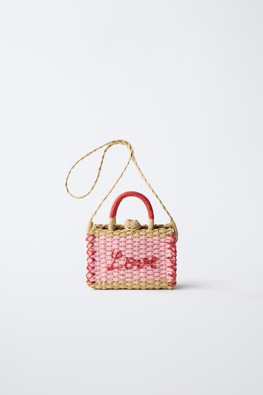 СУМКА-МЕССЕНДЖЕР ИЗ РАФИИ — Розовый от Zara