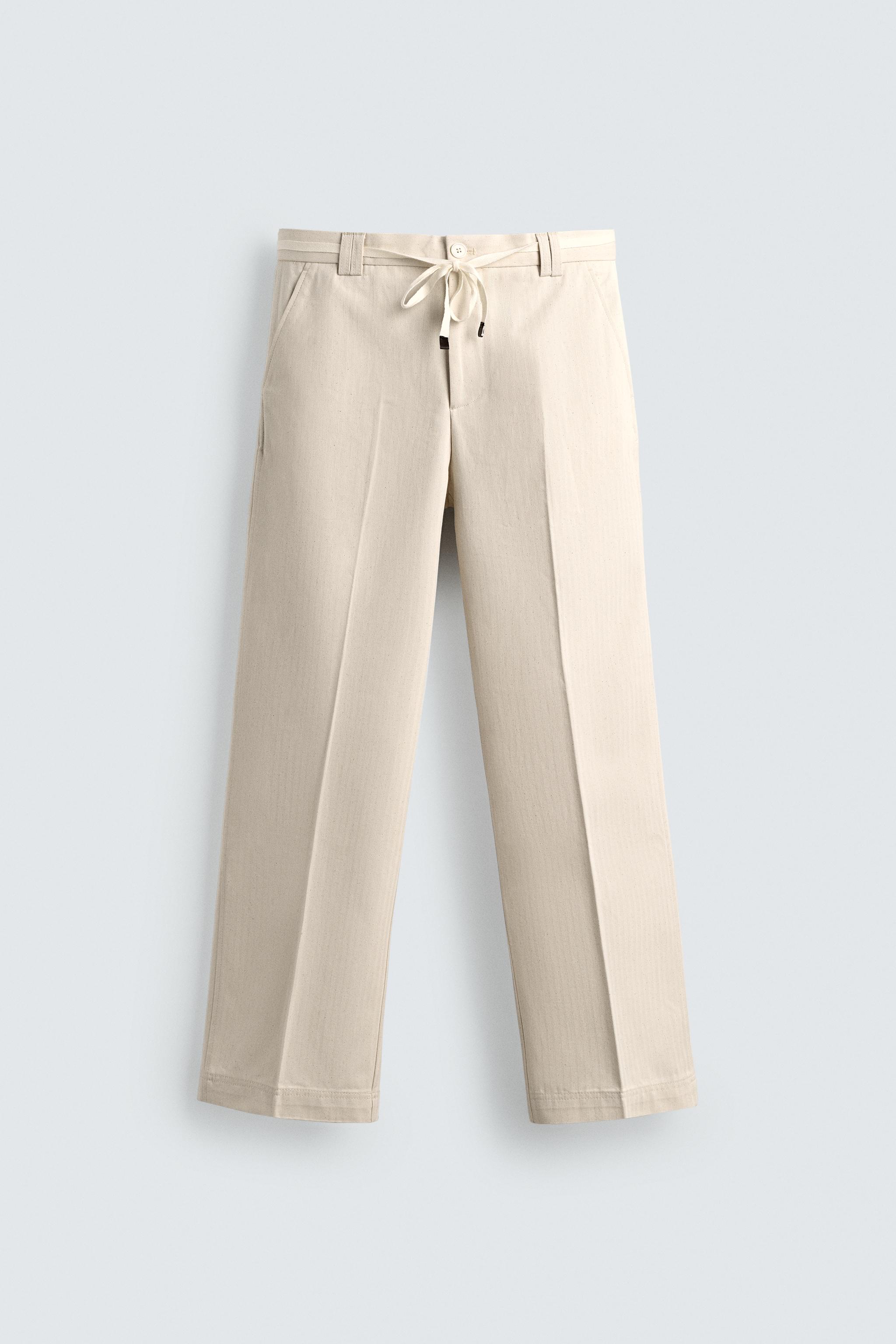 HERRINGBONE STRAIGHT FIT PANTS
