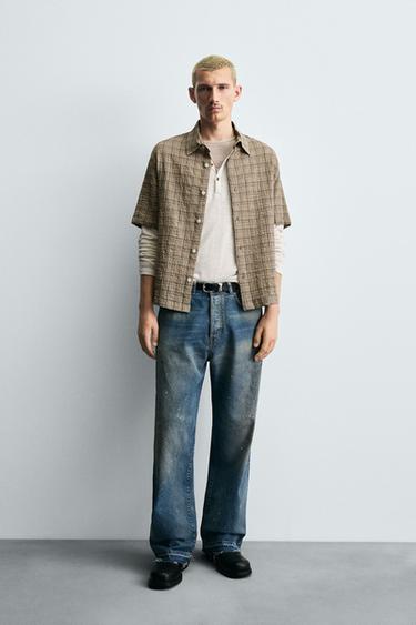 Zara TEXTURED STRUCTURE SHIRT - Mid-ecru