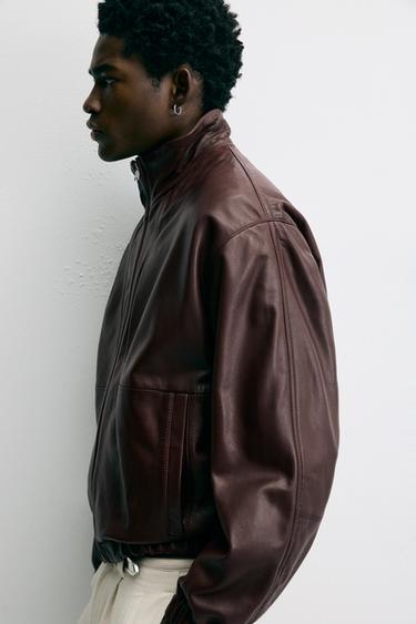 RELAXED-FIT-LEDERJACKE - Burgundrot von Zara - Bild 0