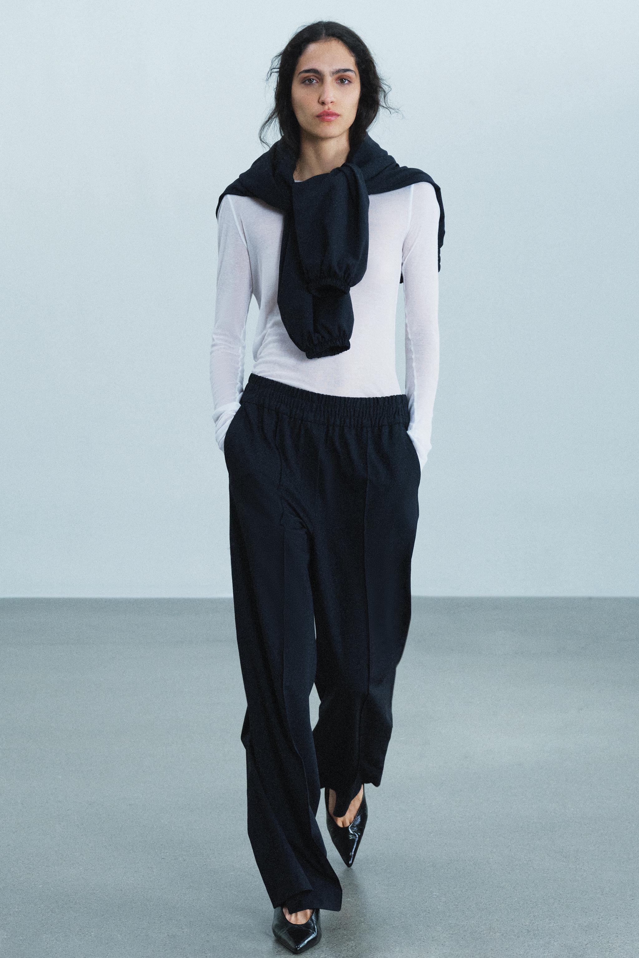 ZW COLLECTION ウール フルイドパンツ - ネイビーブルー | ZARA Japan