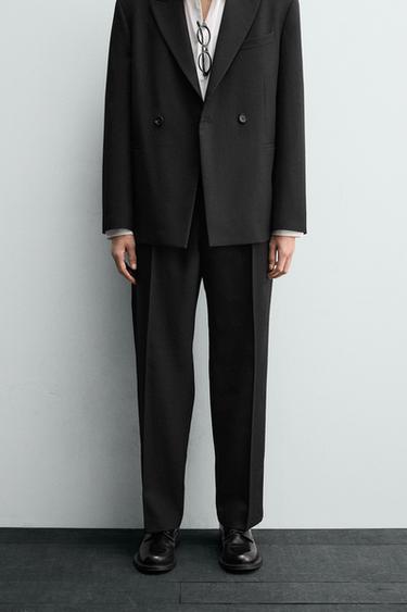 100% WOOL SUIT TROUSERS - Black by Zara