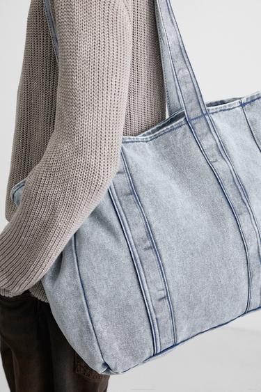 SAC SHOPPER DENIM EFFET DÉLAVÉ - Bleu de Zara - Image 1