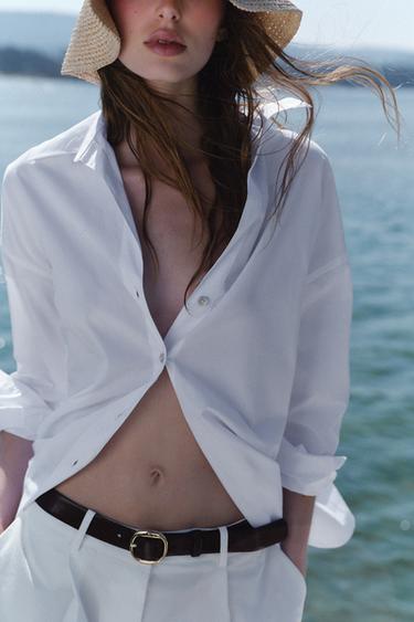CHEMISE BASIQUE EN POPELINE - Blanc de Zara - Image 2