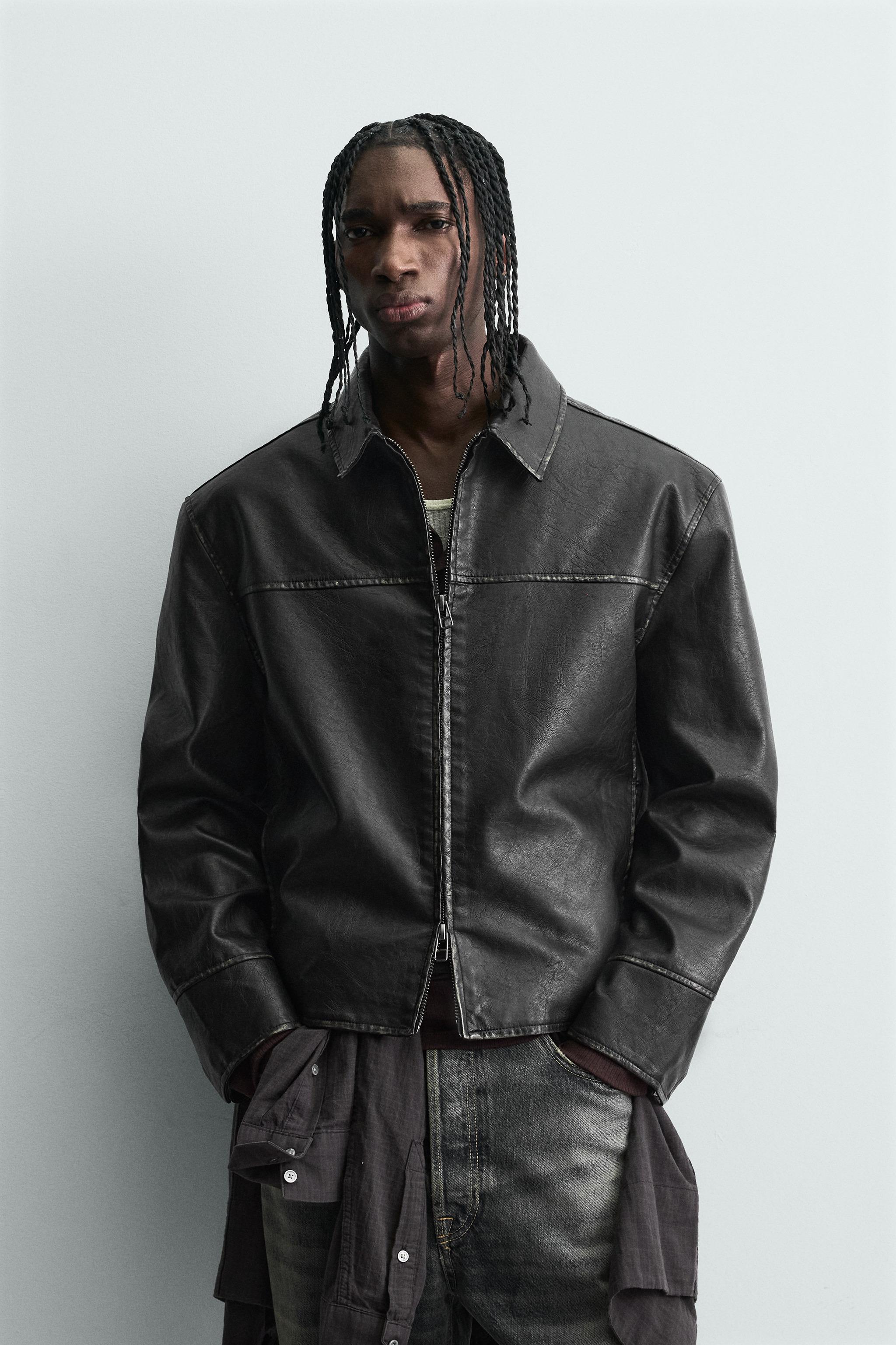 WASHED FAUX LEATHER JACKET - Brown | ZARA United States
