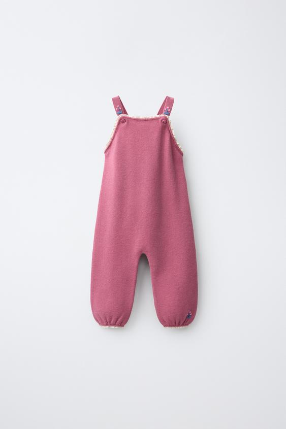 LANGE STRICK-LATZHOSE MIT BLUMENSTICKEREI - Rosa von Zara - Bild 0