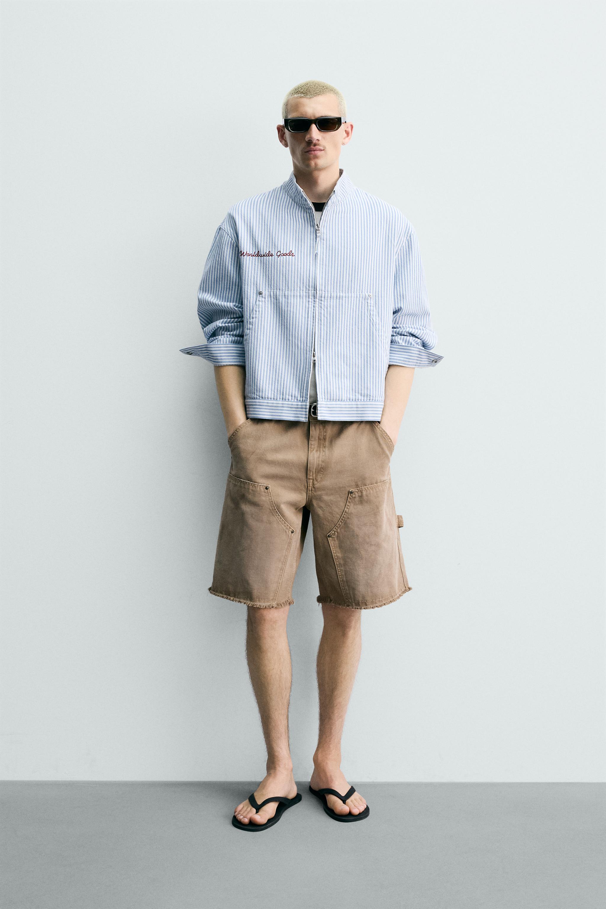 RELAXED FIT STRIPED EMBROIDERED JACKET - striped | ZARA United Kingdom