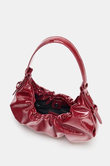 CRACKLED EFFECT GATHERED BAG - Red by Zara - Image 5