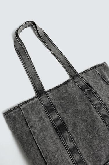 SAC SHOPPER EN DENIM EFFET DÉLAVÉ - Noir de Zara - Image 4