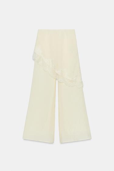 PANTALON PAREO LARGE DENTELLE - Écru de Zara - Image 5