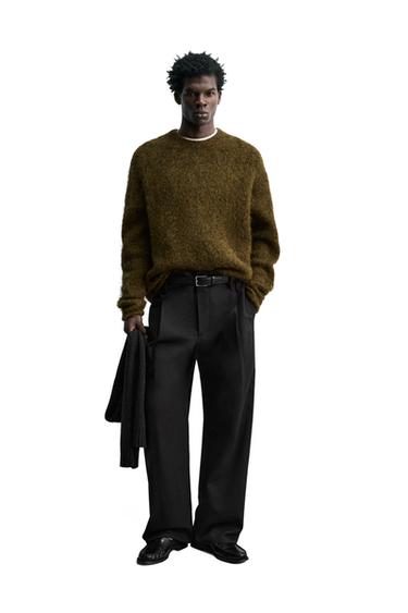 ALPACA BLEND FIBRE SWEATER - Olive green by Zara