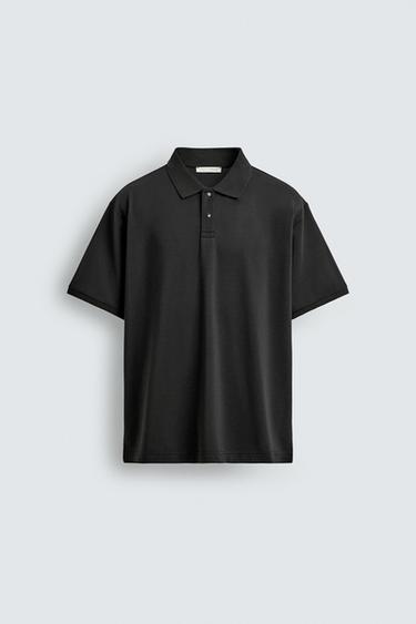 TECHNICAL PIQUÉ TEXTURED POLO SHIRT - Black by Zara