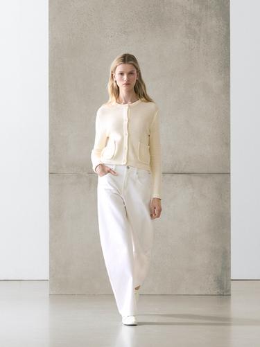 Cardigan 100 % coton - Blanc cassé de Zara - Image 0