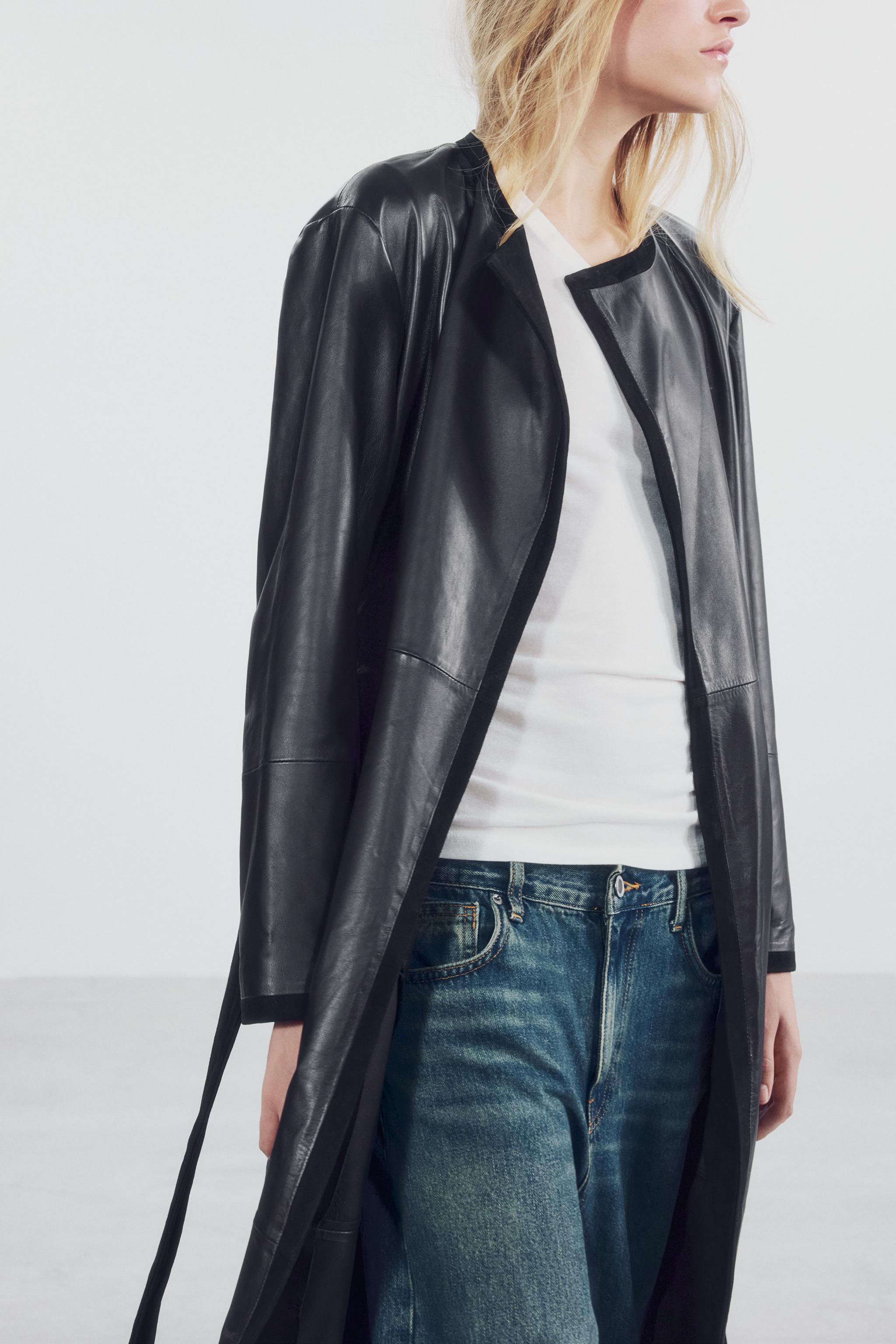 ZW COLLECTION 100% LEATHER COMBINED COAT