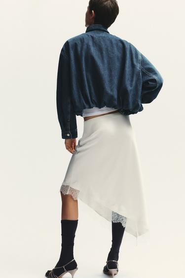 SATIN LACE SKIRT - Oyster-white by Zara - Image 5
