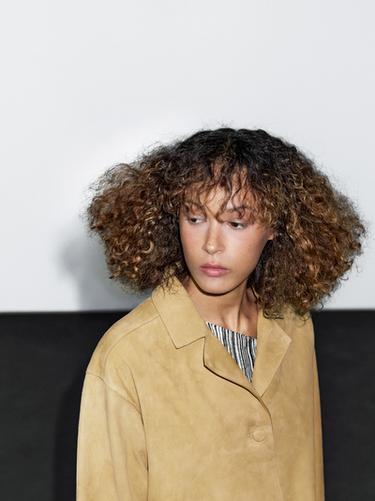 Zara Long suede leather coat - Yellow
