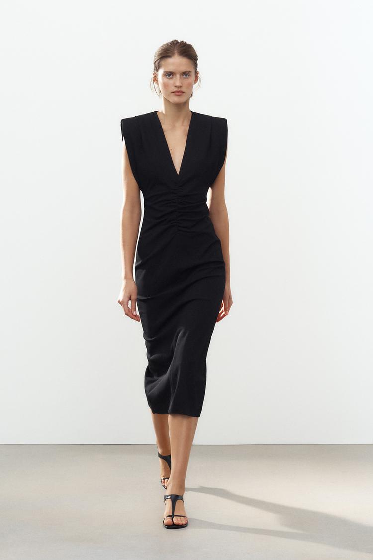 Zara Vestito Nero Con Perle Zara Vestito Pelle Nero Abito Zara