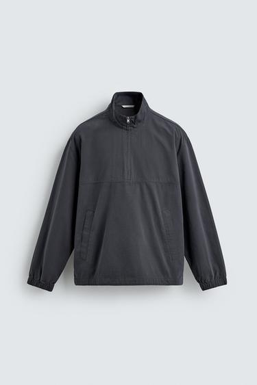 SOBRECAMISA CUELLO CREMALLERA ALGODÓN - LYOCELL - Gris antracita de Zara