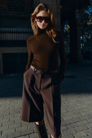 LONG BERMUDA SHORTS WITH BELT - Brown by Zara